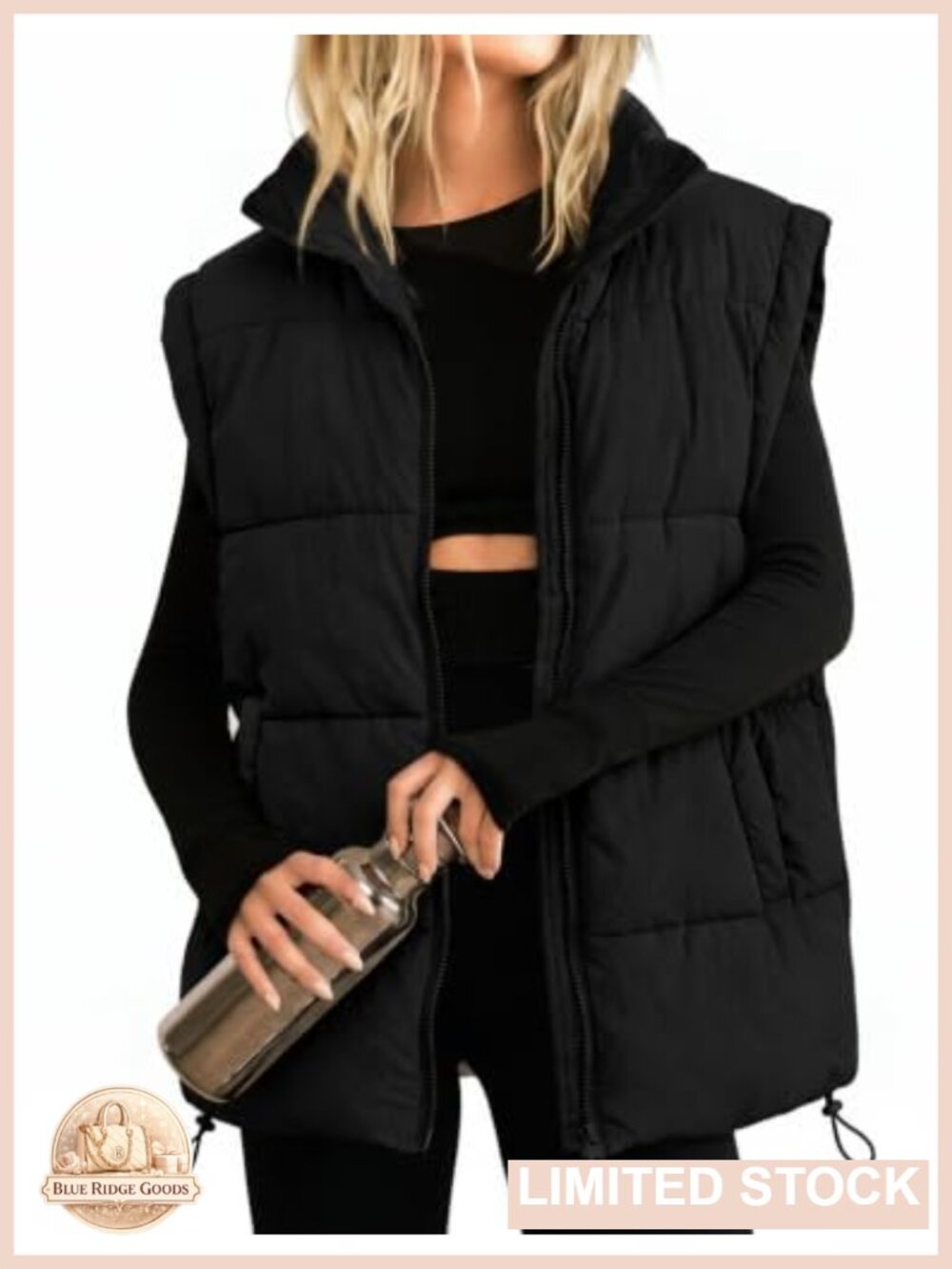 Women's Zip Up Puffer Vest Stand Collar Sleeveless Padded Jacket Coat